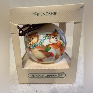 Vintage Hallmark Keepsake Ornament Satin Friendship Christmas 1982 Unbreakable